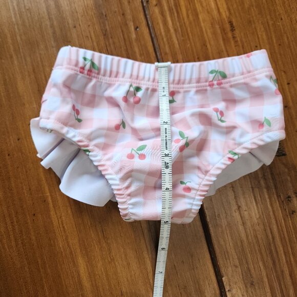 Baby Girl Cherry Print Plaid Bikini Swimsuit & Cap NWOT - Picture 12 of 14